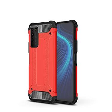 Imagem de MUUGO Pacotes de capa protetora compatível com Huawei Honor X10 capa TPU + PC bumper camada dupla à prova de choque capa protetora robusta híbrida capa de telefone (cor: vermelho)