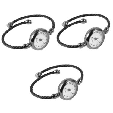 Imagem de 3 pçs pulseira feminina multicolorida pulseira de arame relógios de vestido relógios femininos relógios digitais femininos relógios brinquedos pulseira linha de relógio de pulso fita