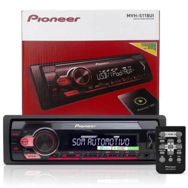 Imagem de MP3 Player Pioneer MVH-S118UI 1 Din Interface Android iOS Spotify Mixtrax Digital Receiver USB FM AM