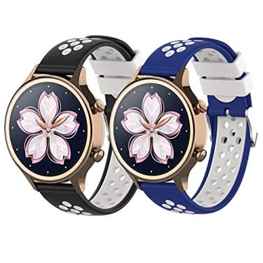 Imagem de Hoopyeecase pulseira de relógio Compatível para TicWatch E3, Suave Bicolor 20mm silicone esporte assistir banda para TicWatch E3 / TicWatch GTH/TicWatch E/TicWatch 2 Smart Watch