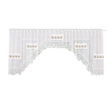 Imagem de Cortina Bando Renda Cascata Cozinha Xicaras Café 3,15X0,95