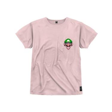 Imagem de Camiseta Infantil Premium 30.1 Algodão Estampada Bigode Verde Peito Rosa 14