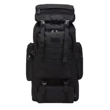 Imagem de Mochila de acampamento, caminhada, 80L, preta, estilo militar, impermeável