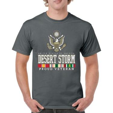 Imagem de Camiseta masculina Desert Storm Proud Veteran Army Gulf War Operation Served DD 214 Veterans Day Patriot, Carvão, M