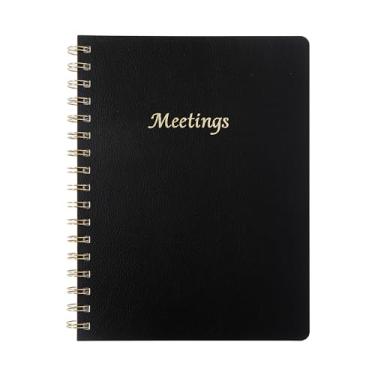 Imagem de TSFPapier Caderno de reuniões para trabalho com itens de ação, agenda organizadora de agenda de planejamento de registro de negócios com 60 páginas, 18 x 25 cm, preto