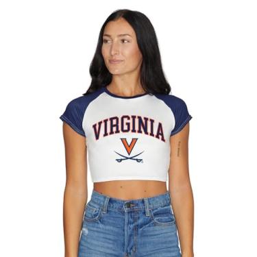 Imagem de Lojobands Camiseta feminina Tailgate Outfit College Game Day Team Crop Top, Uva Virginia Cavaliers, G