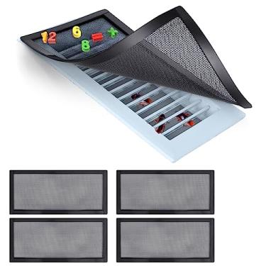 Imagem de Capas de ventilação magnéticas para registro de piso, tela de filtro de ventilação de 14 x 30 cm, rede de tela de ventilação de PVC com ímã pegajoso para parede, teto, capturas de brinquedos, lanches, pêlos de animais e alimentos para animais de estimação, pacote com 4