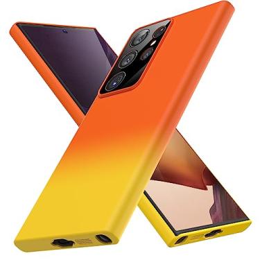 Imagem de YSLBWLE Capa para Galaxy S23 Ultra, nova capa fina projetada, [proteção contra quedas de grau militar de 3 metros], com protetor de lente, gradiente, laranja + amarelo7-sam s23u-01