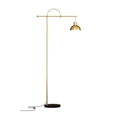Imagem de Luminárias de Chão Nordic metal lâmpada de assoalho com abajur pendurado e base mármore luz estudo lâmpada pé para o quarto sala estar Estilo (Color : Gold+black, Size : Dimmer switch)
