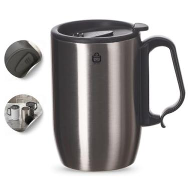 Imagem de Copo Caneca Térmica Inox 350 ML Com Alça Para Café Chá Chocolate SHOP ZIN.GO (Cinza)