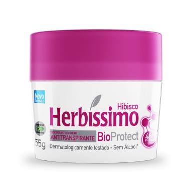 Imagem de Kit Desodorante Creme Antitranspirante Bioprotect Hibisco Herbíssimo 55G - 3 unidades