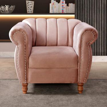 Imagem de Poltrona Realeza Chesterfield Cadeira Vintage Decoração Retrô Rose