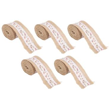 Imagem de Rolos de Fita de Tecido de Juta Rústico, Fita de Serapilheira Fita de Juta de Hessian Fita de Serapilheira Tecido de Serapilheira Com Borda e Fita de Renda para Guirlanda Fita de