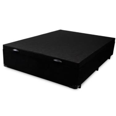 Imagem de Base Box Baú de 1,38 x 1,88 c/ 48cm de altura total aprox., Tecido Suede, Cor Preta