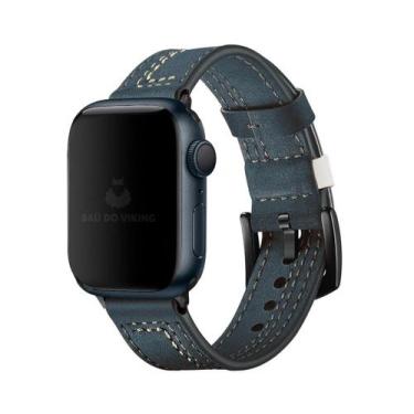 Imagem de Pulseira Couro Line Rústica Compatível com Apple Watch - Baú do Viking