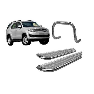 Imagem de Kit Estribo Chapa Quebra Mato S/Barra Cromado SW4 até 2015 - HOZZ