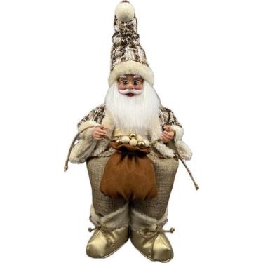 Imagem de Papai Noel Sentado Bordo Marrom Decoração Natal 40Cm - Zona Livre