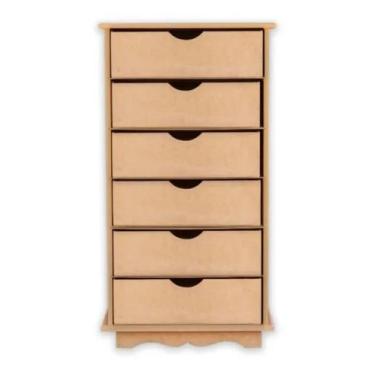 Imagem de Organizador 6 Gaveteiro Mdf Cru Decoração Sala Quarto - Inova Decor