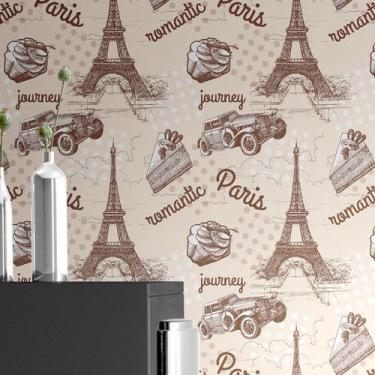 Imagem de Papel de Parede Adesivo Lavável Casual Vintage Paris Torre Eiffel - PA