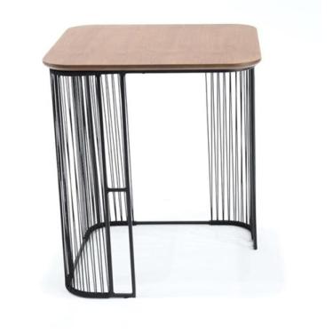 Imagem de Mesa Apoio Valerie Alta Tampo Pinhão Estrutura Ferro Preto 63cm - 6984