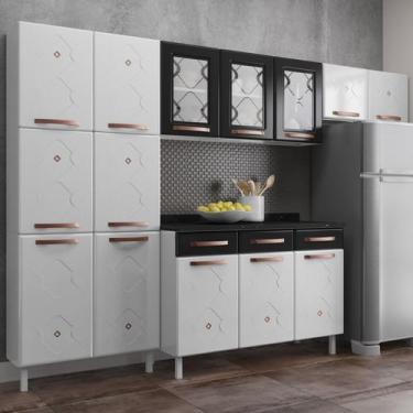 Imagem de Cozinha de Aço Completa Mirage New 14 Portas 3 Gavetas Branco/Preto - 