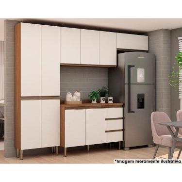 Imagem de Cozinha Completa Hera 5 (2 Armários1 BalcãoTampo1 Paneleiro) Ebano/off White - Genialflex