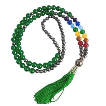 Imagem de Japamala Pedras Naturais 7 Chakras Quartzo Verde E Hematita - Encanto 