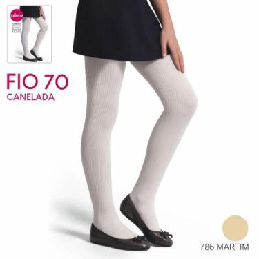 Imagem de Meia-Calça Infantil Fio 70 Selene 9500-002 Canelada, B, Marfim