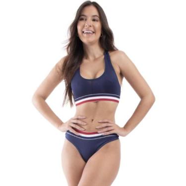 Imagem de Conjunto Academia Cropped E Calcinha Feminino Top Nadador Fitness Tang