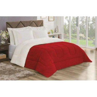 Imagem de Coberdrom Queen Size Pele Carneiro Dupla Face Aspen Vermelho - Tuca Ca