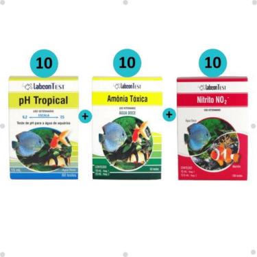 Imagem de Kit 10 Labcon PH Tropical 15ml + 10Labcon Amônia Água Doce + 10Labcon 