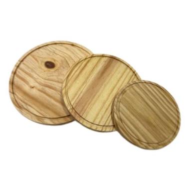 Imagem de 3 Tábuas Premium Redonda Para Servir E Corte Carne Churrasco - CN Xime