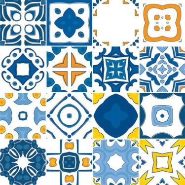 Imagem de Adesivo de Azulejo - Ladrilho Hidráulico - 15cm x 15cm - 16un - 380Azm