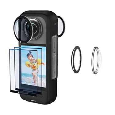 Imagem de JZW-Shop Protetores de lente Insta 360 X3 com protetor de tela, protetor de tela de vidro temperado para acessórios Insta 360 X3, dureza 9H, antiarranhões