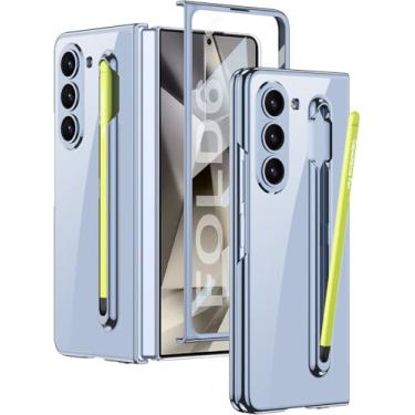 Imagem de Wibrthz Capa transparente para Samsung Galaxy Z Fold 6 com suporte para caneta S e S Pen, capa transparente com revestimento de cristal com protetor de tela, capa antiarranhões à prova de choque para