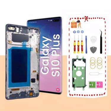 Imagem de LNONLS Substituição do Conjunto Da Tela Lcd para Samsung Galaxy S10 Plus Tela Digitalizadora de Toque Lcd com Moldura S10 + 6,4 "G975U G975Fd G975A Preta(Reconhecimento de Impressão Digital Não é Comp