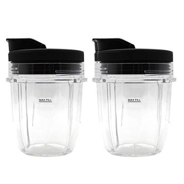 Imagem de Anbige – Copo de peças de reposição, serve para liquidificadores Nutri Ninja Auto-iQ 1000 W e Duo, Clear, 2 12oz cups+lids