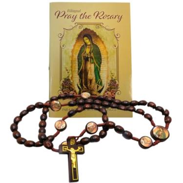 Imagem de Conjunto de Terço de Nossa Senhora de Guadalupe Bilíngue Ore o Terço em Inglês e Espanhol, Conta de Madeira, Rosário de Nylon