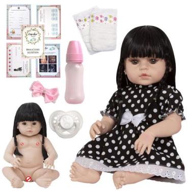 Imagem de Bebe Reborn Realista Menina Vestido Preto Pode Dar Banho - Cegonha Reb