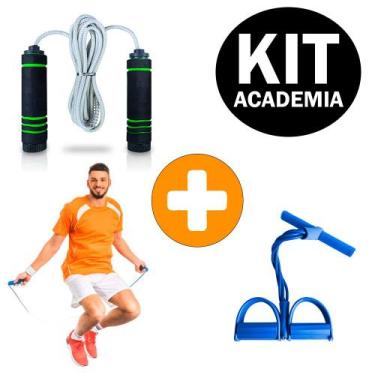 Imagem de Kit Ginástica Em Casa Elástico Tensão Tube + Corda De Pular - Mbfit