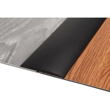 Imagem de Tira autoadesiva larga da transição do assoalho de 5cm, redutor liso do assoalho do vinil da tira da abertura do assoalho da sela, preto, 2m/6.5ft