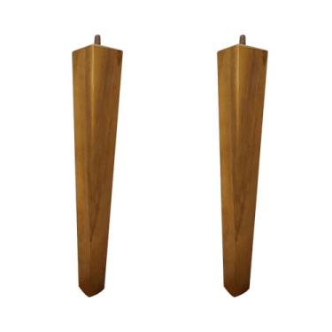 Imagem de Kit 2 Pés Palito Quadrado Madeira 30cm para Poltrona Mesa Lateral Puff Mel G75 - Gran Belo