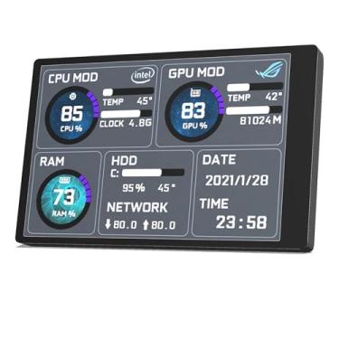 Imagem de Painel de sensor de 3,5 polegadas, monitor de temperatura do computador, acessórios para PC, interface tipo C, monitor de tela secundária de computador, CPU, RAM, GPU, desempenho SSD e assim por