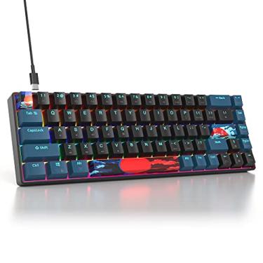 Imagem de Teclado mecânico para jogos Protable 60% leve arco-íris misturado, mini compacto, 68 teclas, com fio, com interruptor vermelho para Mac/Win (Monstor Preto/Vermelho Switch 68)