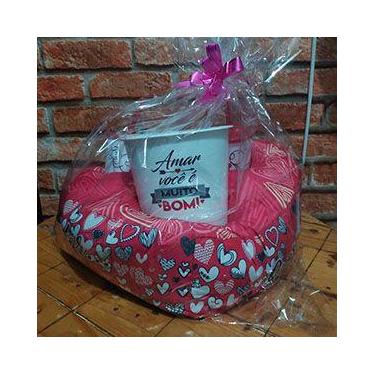 Imagem de Kit Almofada Porta Pipoca com 1 Balde de Pipoca e 2 copos com tampa e 