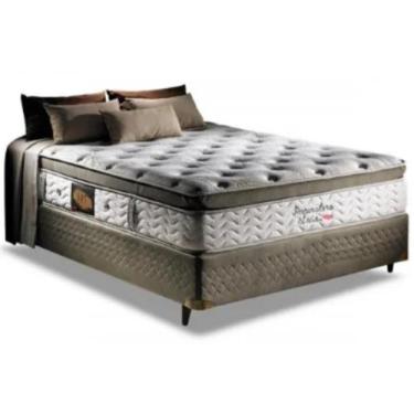 Imagem de Conjunto:box suede verde + colchão herval imperatore molas ensacadas c