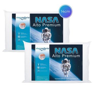 Imagem de Kit 2 Travesseiros Nasa Original Perfil Alto 14cm capa em algodão visc