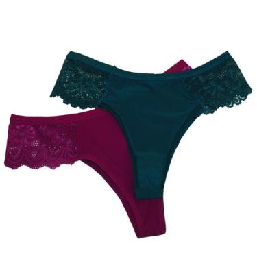 Imagem de Kit 5 Calcinha Fio Tanga Fio Dental Duplo Poliamida Renda - Empório da