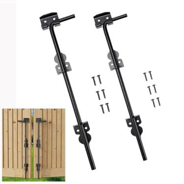 Imagem de FARFELLNY Parafuso de cana resistente de 30,5 cm, haste suspensa de portão de acabamento preto, ferragens de rolha de portão de aço sólido, trava de aterramento de portão de aço, para cercas de