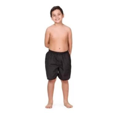 Imagem de Kit 3 Bermudas Tactel Lisa Masculina Básica - Zapatto, Preto, 12